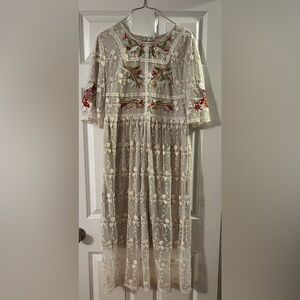 Petallush Cream Floral Embroidered Dress